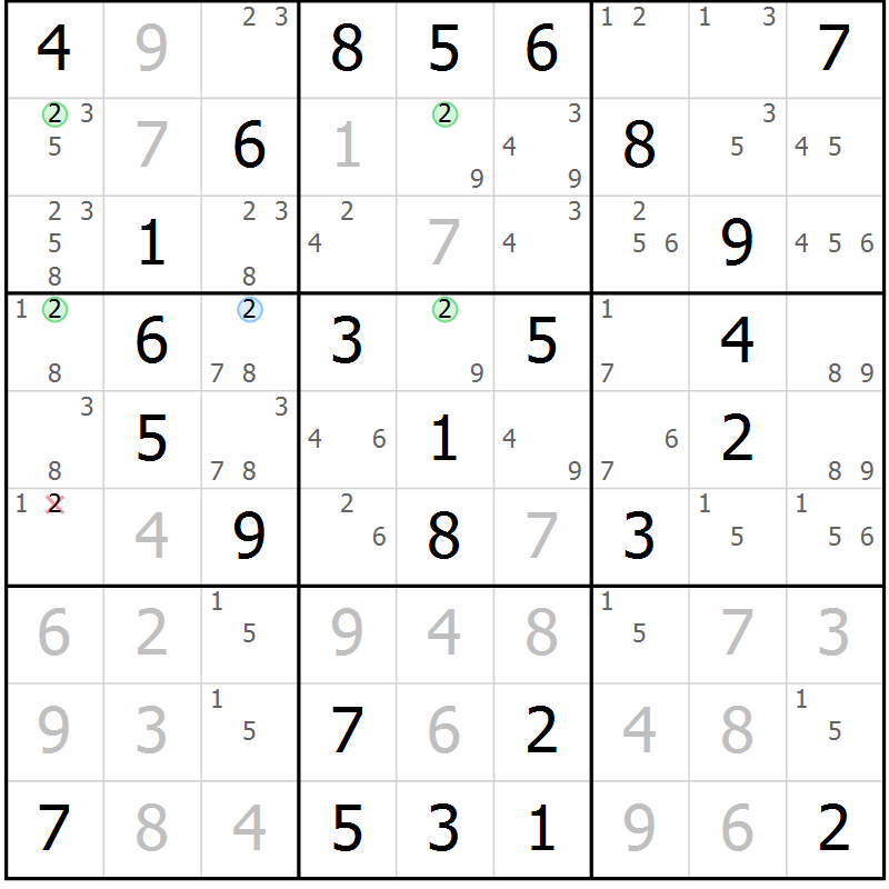 Position des candidats pour la solution de la Gr 30 page 33 du magazine de sudoku Virtuose n° 121