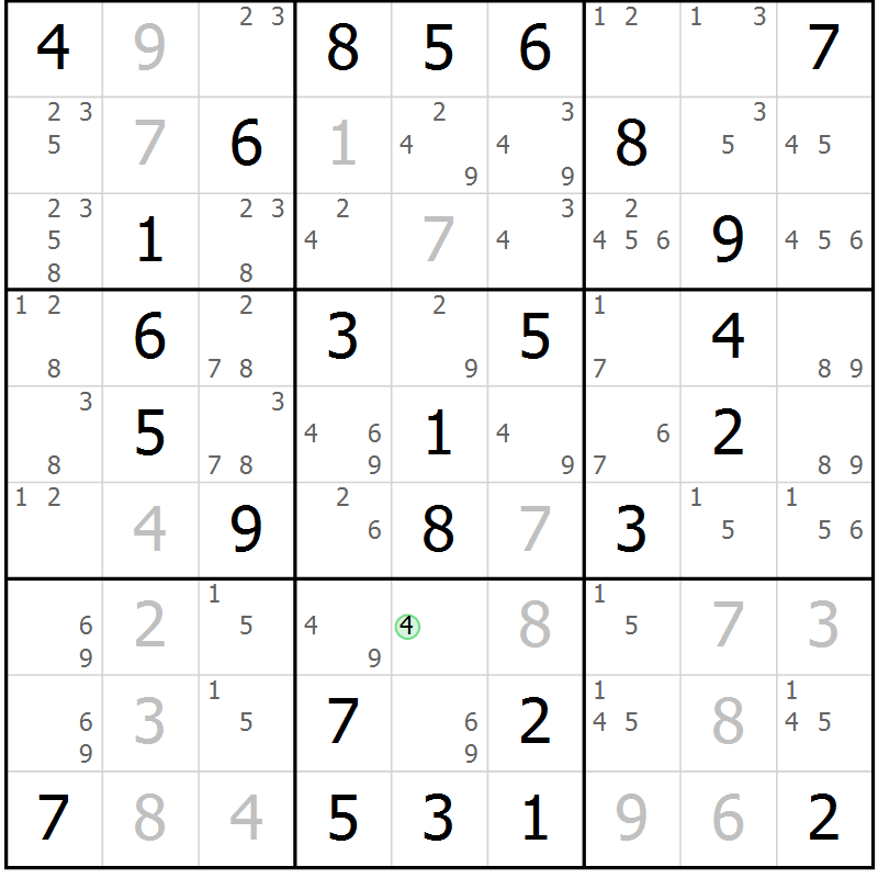 Position des candidats pour la solution de la Gr 30 page 33 du magazine de sudoku Virtuose n° 121