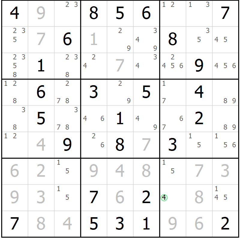 Position des candidats pour la solution de la Gr 30 page 33 du magazine de sudoku Virtuose n° 121