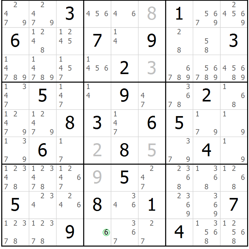 Position des candidats pour la solution de la Gr 31 page 34 du magazine de sudoku Virtuose n° 121