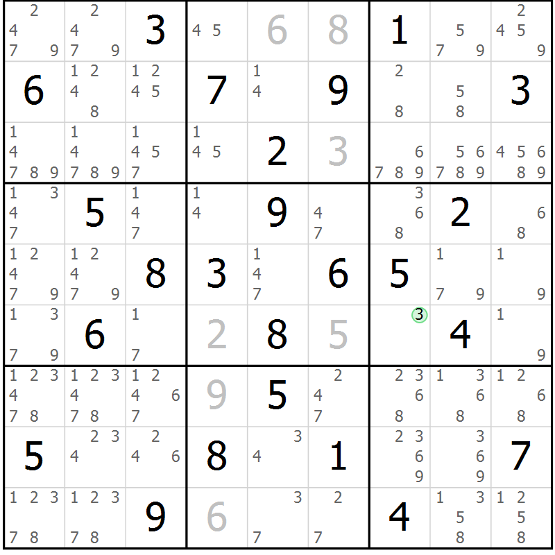 Position des candidats pour la solution de la Gr 31 page 34 du magazine de sudoku Virtuose n° 121