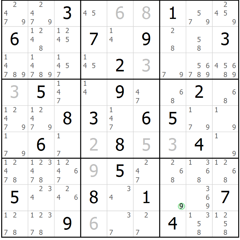 Position des candidats pour la solution de la Gr 31 page 34 du magazine de sudoku Virtuose n° 121