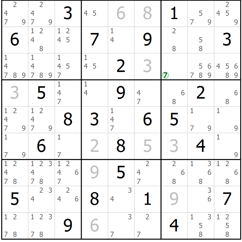 Position des candidats pour la solution de la Gr 31 page 34 du magazine de sudoku Virtuose n° 121