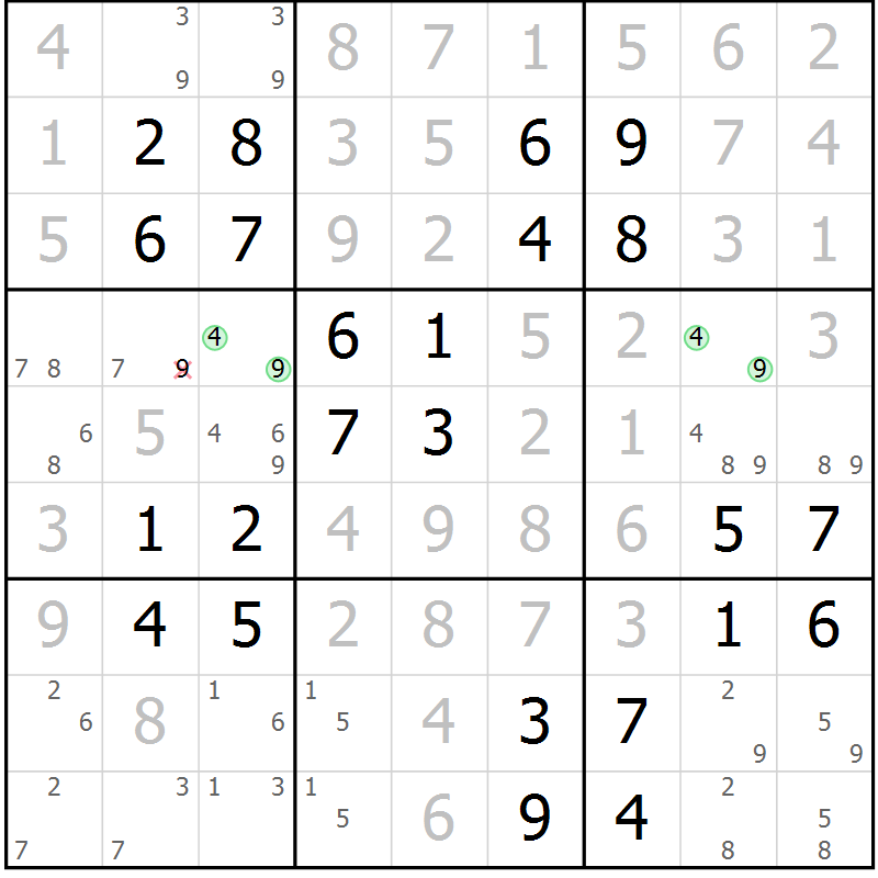 Position des candidats pour la solution de la Gr 32 page 35 du magazine de sudoku Virtuose n° 121