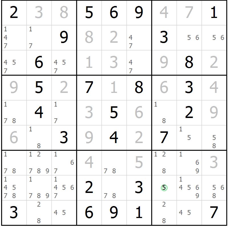 Position des candidats pour la solution de la Gr 33 page 36 du magazine de sudoku Virtuose n° 121