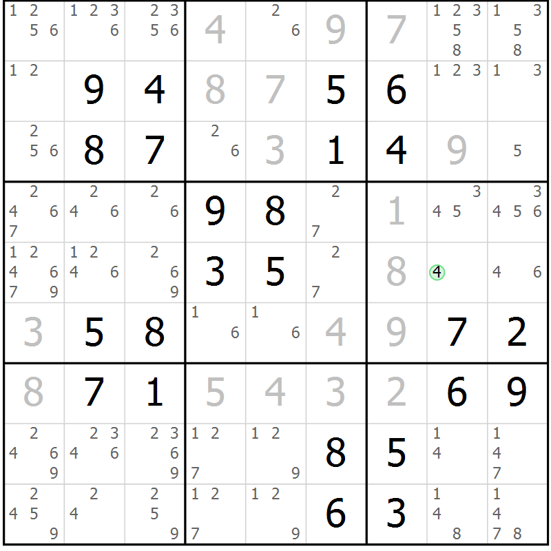 Position des candidats pour la solution de la Gr 34 page 37 du magazine de sudoku Virtuose n° 121