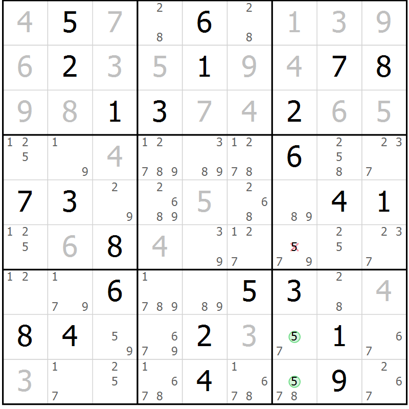 Position des candidats pour la solution de la Gr 35 page 38 du magazine de sudoku Virtuose n° 121