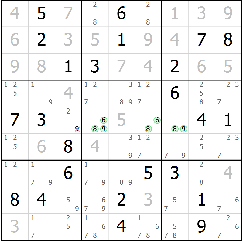 Position des candidats pour la solution de la Gr 35 page 38 du magazine de sudoku Virtuose n° 121