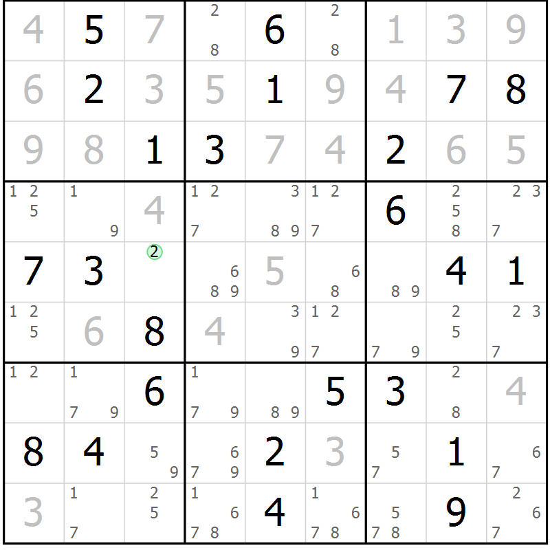 Position des candidats pour la solution de la Gr 35 page 38 du magazine de sudoku Virtuose n° 121