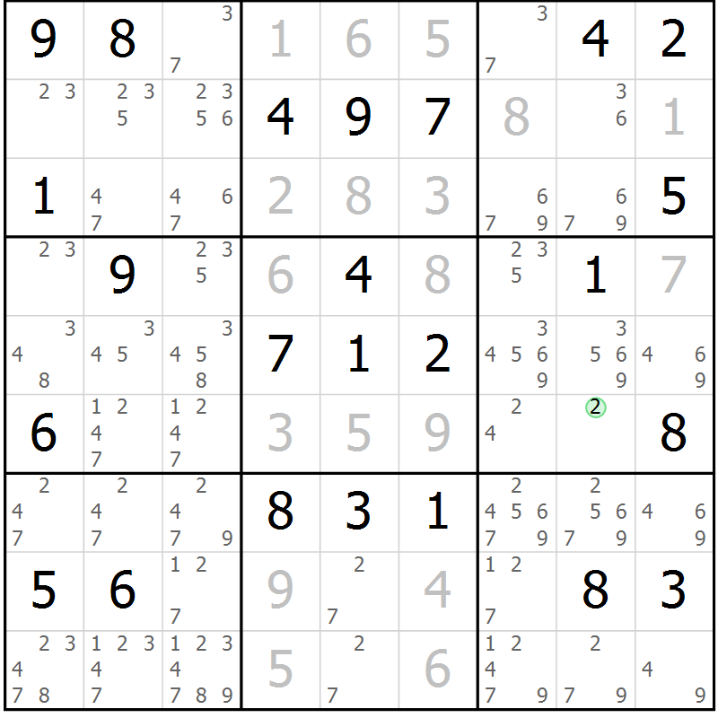 Position des candidats pour la solution de la Gr 37 page 40 du magazine de sudoku Virtuose n° 121