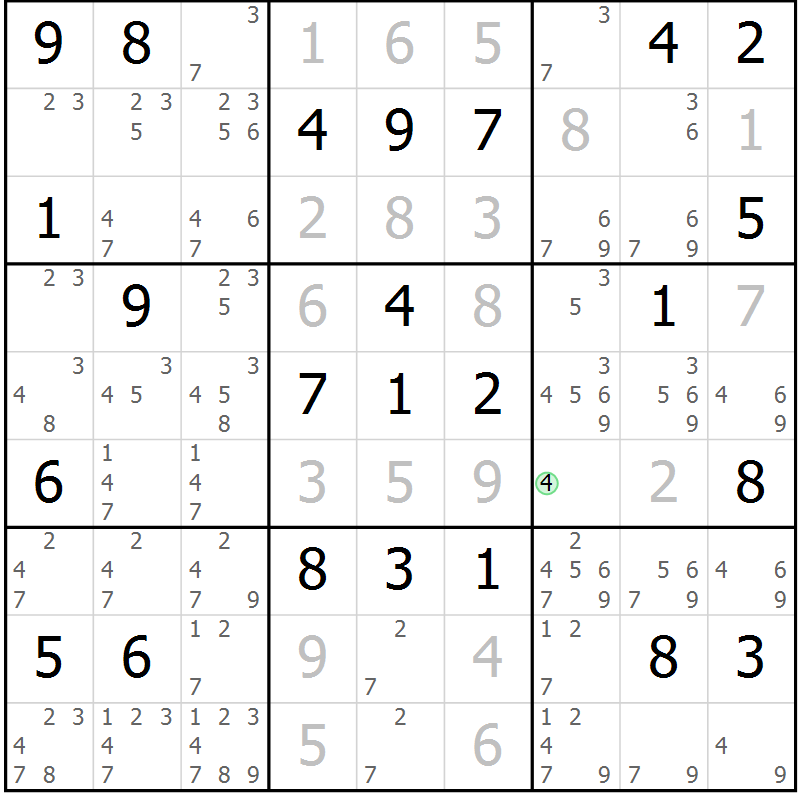 Position des candidats pour la solution de la Gr 37 page 40 du magazine de sudoku Virtuose n° 121