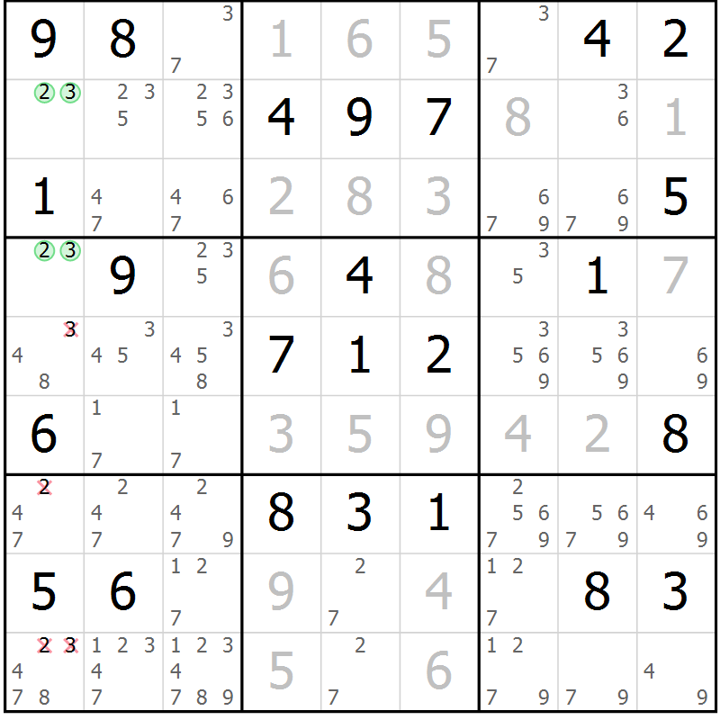 Position des candidats pour la solution de la Gr 37 page 40 du magazine de sudoku Virtuose n° 121