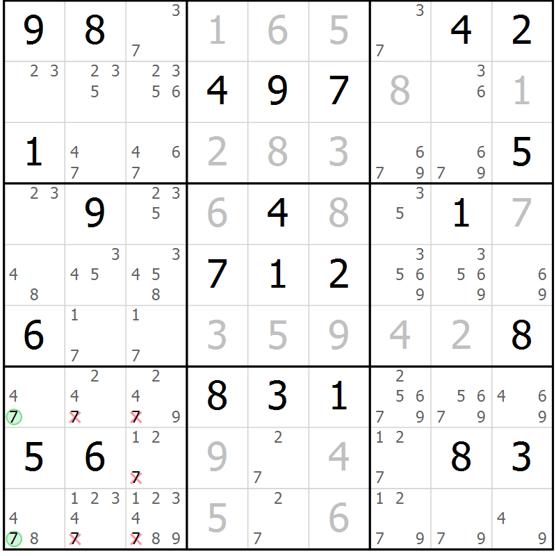 Position des candidats pour la solution de la Gr 37 page 40 du magazine de sudoku Virtuose n° 121