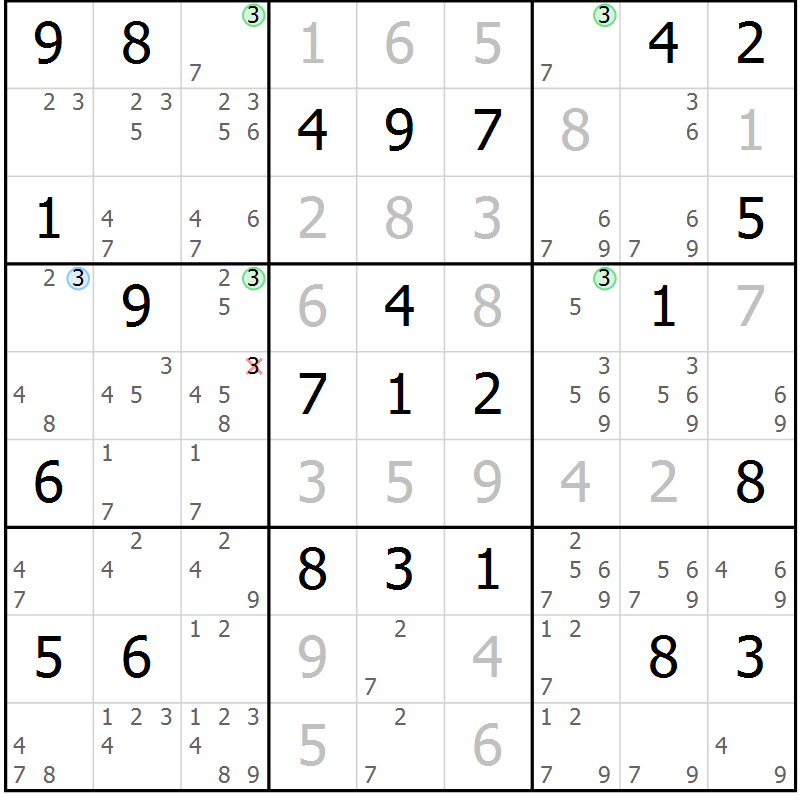 Position des candidats pour la solution de la Gr 37 page 40 du magazine de sudoku Virtuose n° 121