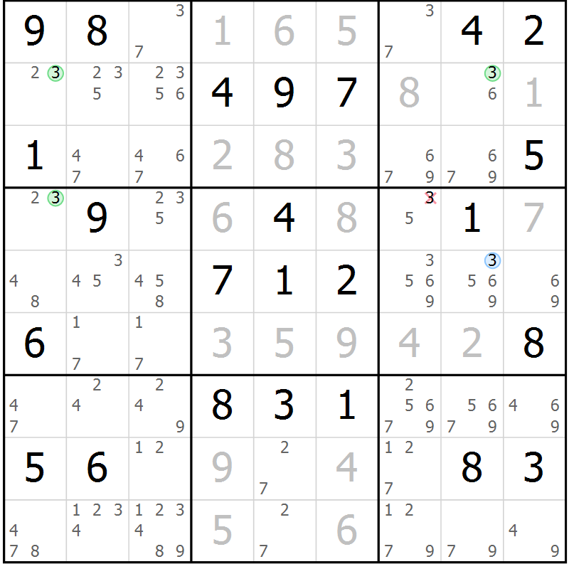 Position des candidats pour la solution de la Gr 37 page 40 du magazine de sudoku Virtuose n° 121