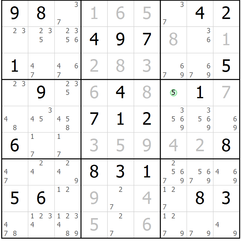 Position des candidats pour la solution de la Gr 37 page 40 du magazine de sudoku Virtuose n° 121