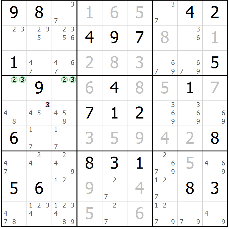 Position des candidats pour la solution de la Gr 37 page 40 du magazine de sudoku Virtuose n° 121