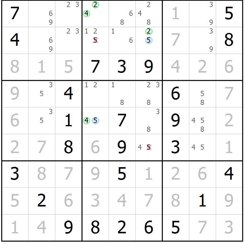 Position des candidats pour la solution de la Gr 38 page 41 du magazine de sudoku Virtuose n° 121