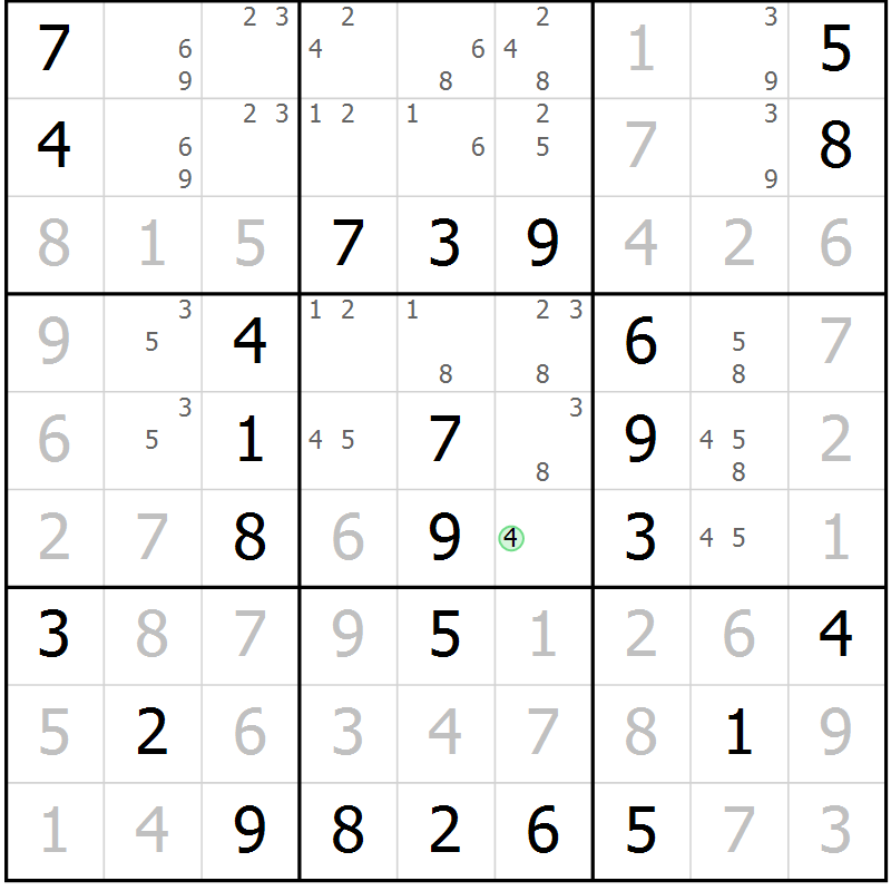 Position des candidats pour la solution de la Gr 38 page 41 du magazine de sudoku Virtuose n° 121