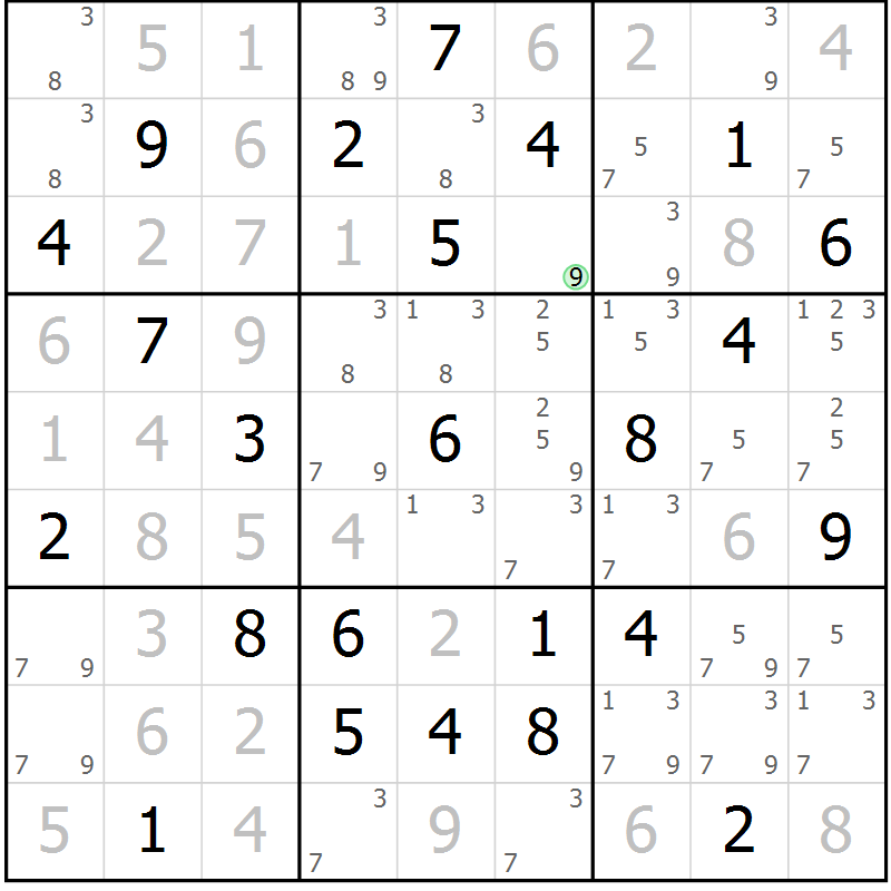 Position des candidats pour la solution de la Gr 39 page 42 du magazine de sudoku Virtuose n° 121