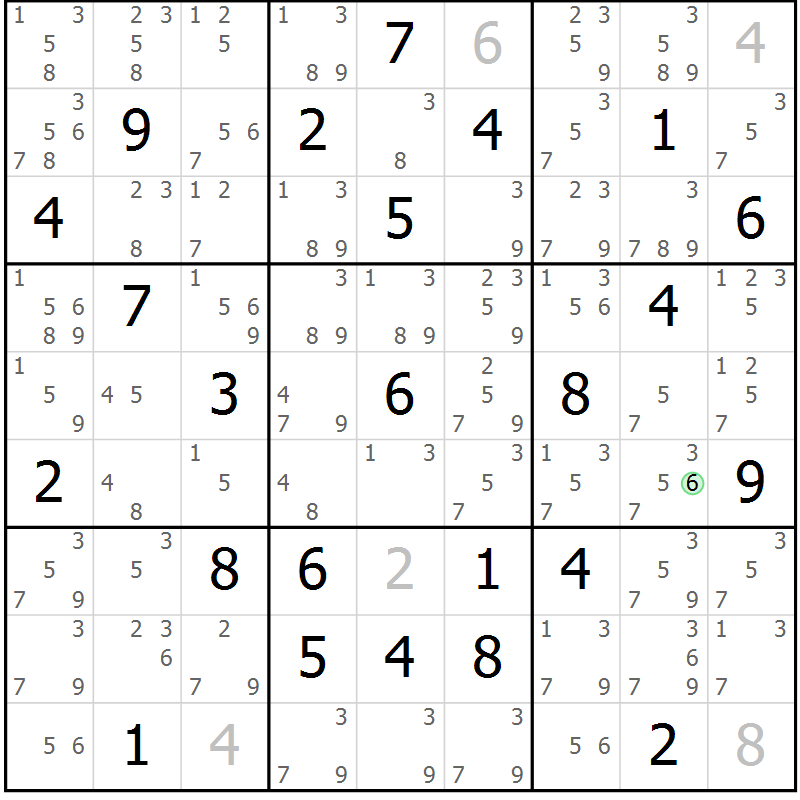 Position des candidats pour la solution de la Gr 39 page 42 du magazine de sudoku Virtuose n° 121