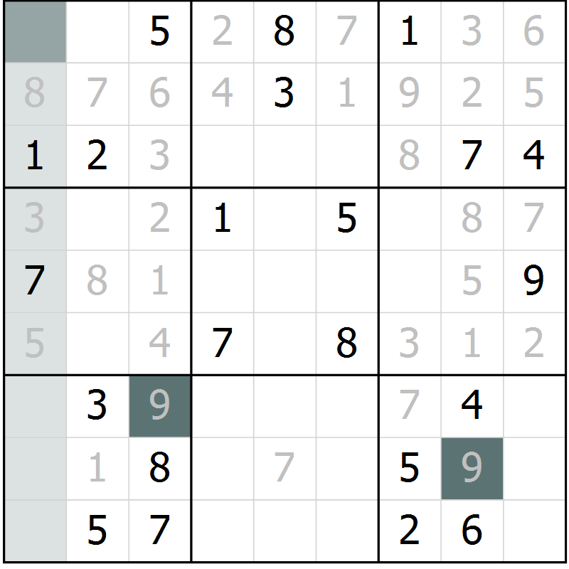 Position des candidats pour la solution de la Gr 4 page 7 du magazine de sudoku Virtuose n° 121