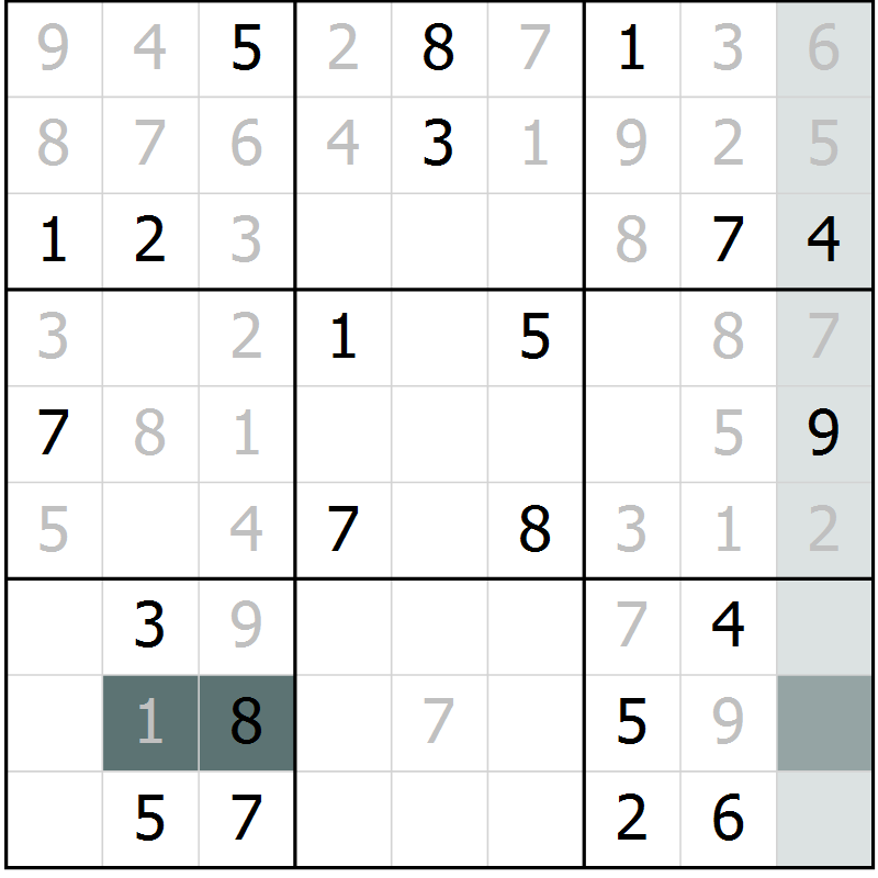 Position des candidats pour la solution de la Gr 4 page 7 du magazine de sudoku Virtuose n° 121