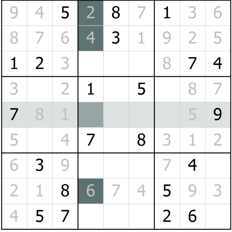 Position des candidats pour la solution de la Gr 4 page 7 du magazine de sudoku Virtuose n° 121
