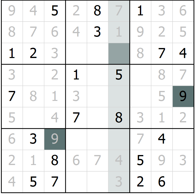 Position des candidats pour la solution de la Gr 4 page 7 du magazine de sudoku Virtuose n° 121