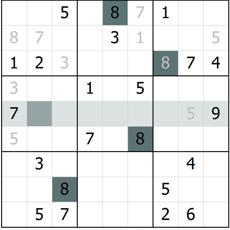 Position des candidats pour la solution de la Gr 4 page 7 du magazine de sudoku Virtuose n° 121