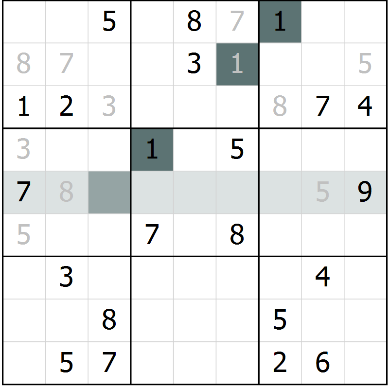 Position des candidats pour la solution de la Gr 4 page 7 du magazine de sudoku Virtuose n° 121