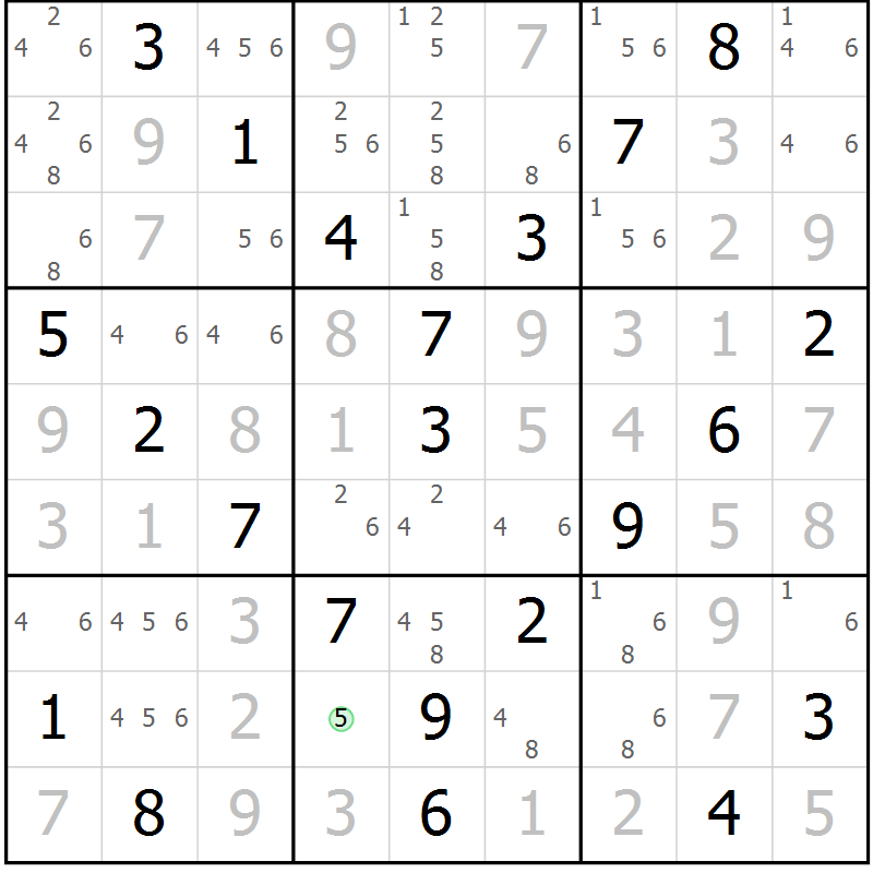 Position des candidats pour la solution de la Gr 41 page 44 du magazine de sudoku Virtuose n° 121