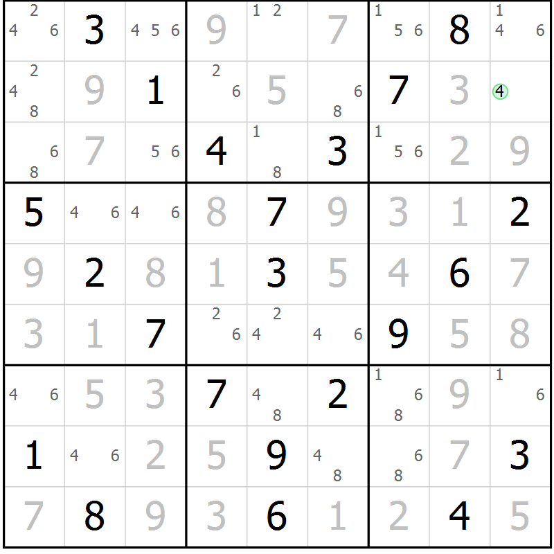 Position des candidats pour la solution de la Gr 41 page 44 du magazine de sudoku Virtuose n° 121