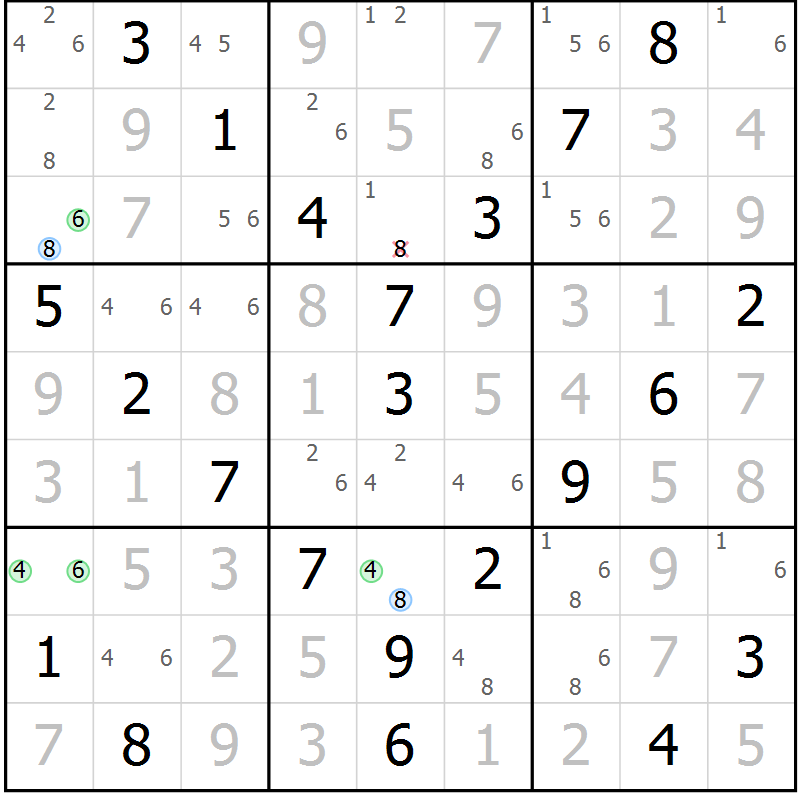 Position des candidats pour la solution de la Gr 41 page 44 du magazine de sudoku Virtuose n° 121
