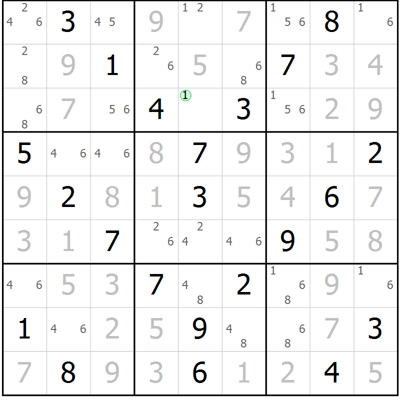 Position des candidats pour la solution de la Gr 41 page 44 du magazine de sudoku Virtuose n° 121