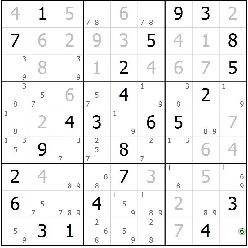 Position des candidats pour la solution de la Gr 42 page 45 du magazine de sudoku Virtuose n° 121