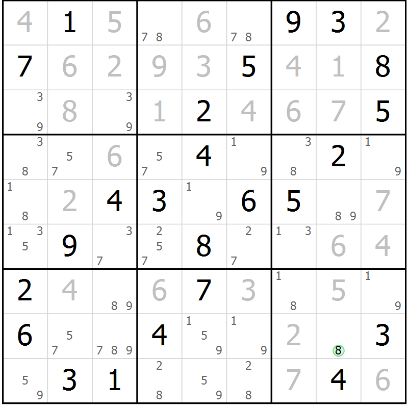 Position des candidats pour la solution de la Gr 42 page 45 du magazine de sudoku Virtuose n° 121