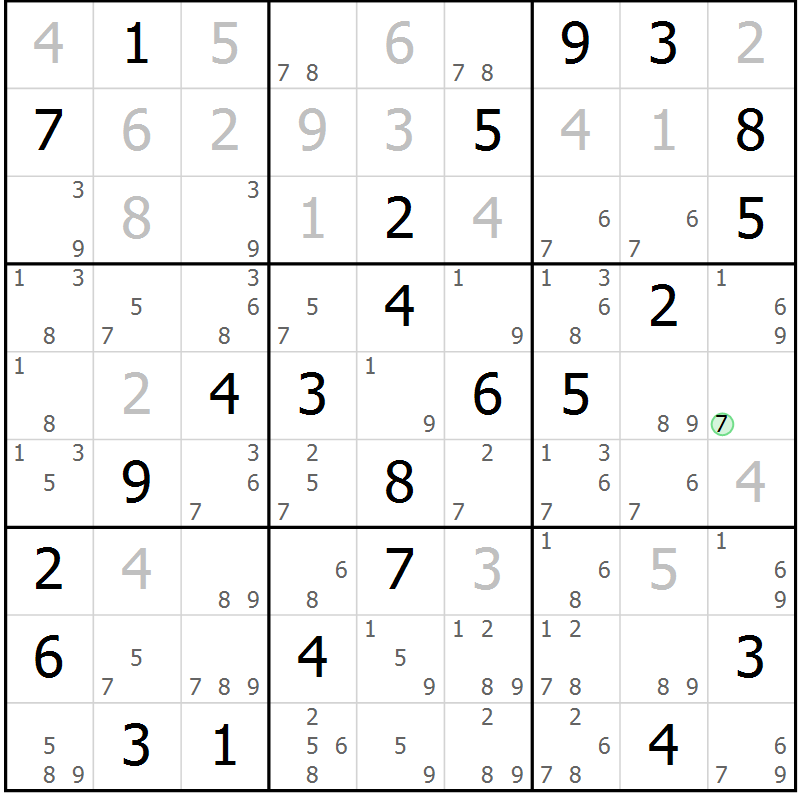Position des candidats pour la solution de la Gr 42 page 45 du magazine de sudoku Virtuose n° 121