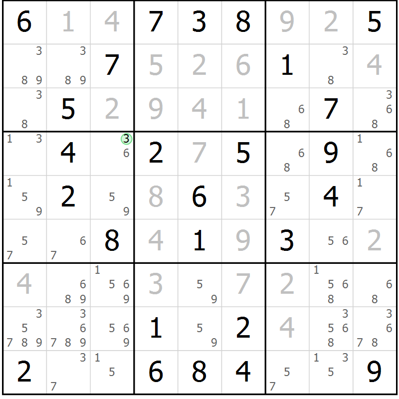 Position des candidats pour la solution de la Gr 45 page 48 du magazine de sudoku Virtuose n° 121