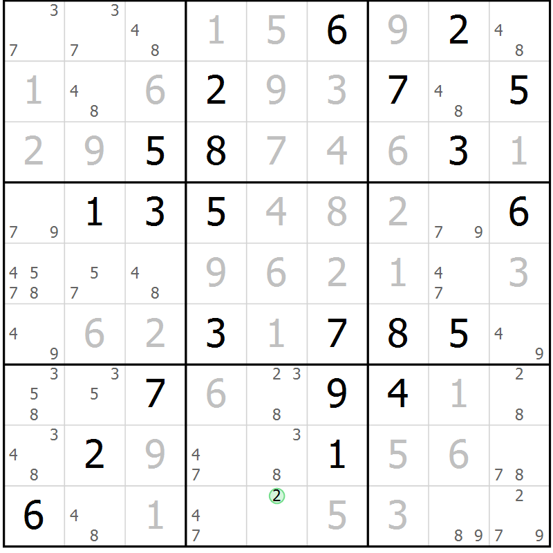 Position des candidats pour la solution de la Gr 46 page 49 du magazine de sudoku Virtuose n° 121