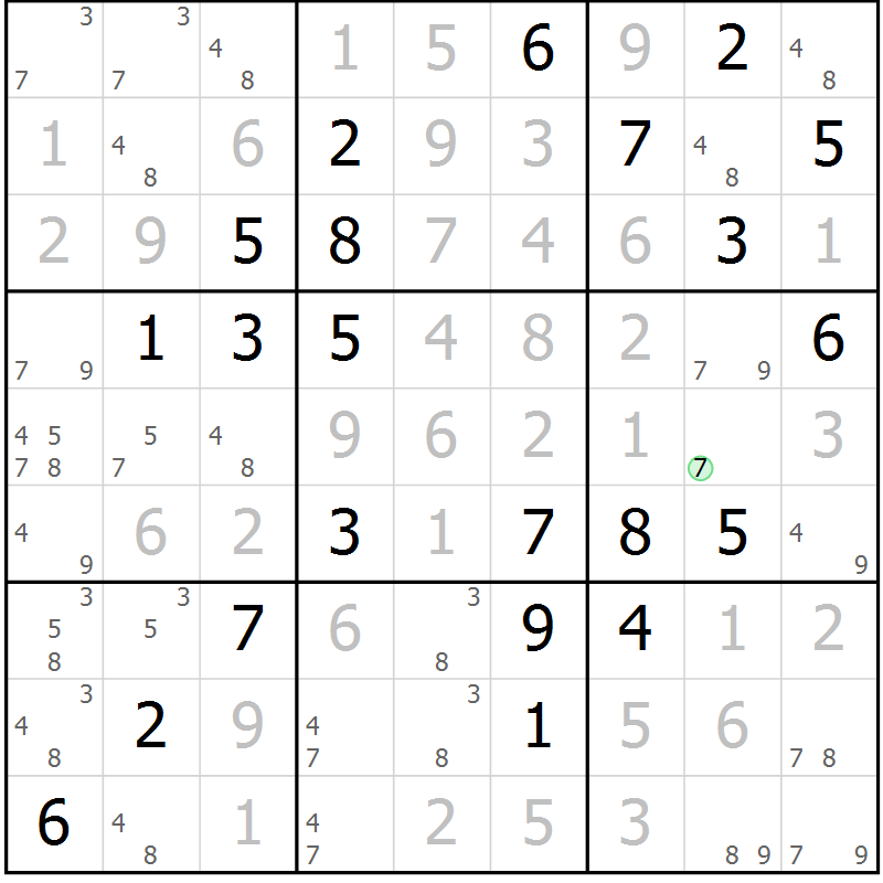 Position des candidats pour la solution de la Gr 46 page 49 du magazine de sudoku Virtuose n° 121
