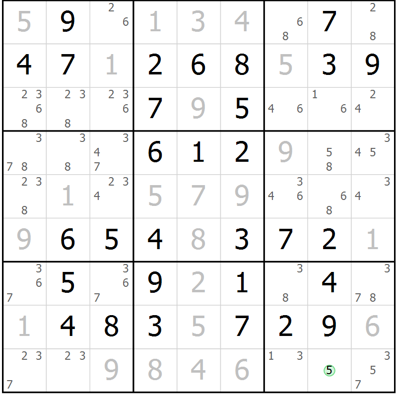 Position des candidats pour la solution de la Gr 48 page 51 du magazine de sudoku Virtuose n° 121
