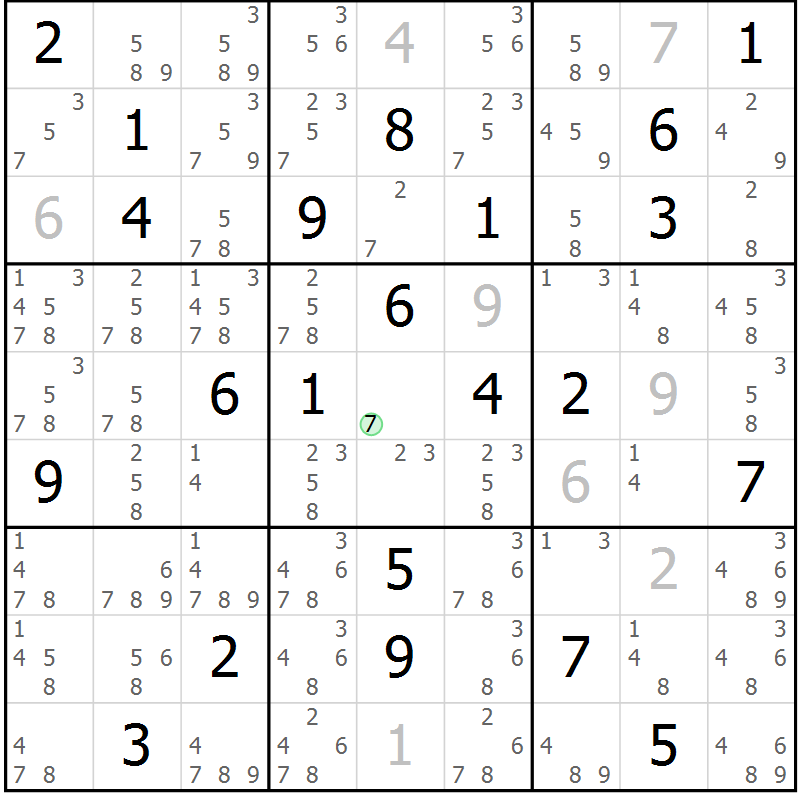 Position des candidats pour la solution de la Gr 5 page 8 du magazine de sudoku Virtuose n° 121