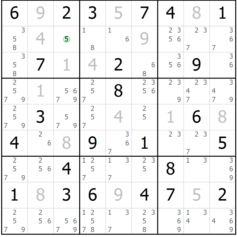 Position des candidats pour la solution de la Gr 51 page 54 du magazine de sudoku Virtuose n° 121