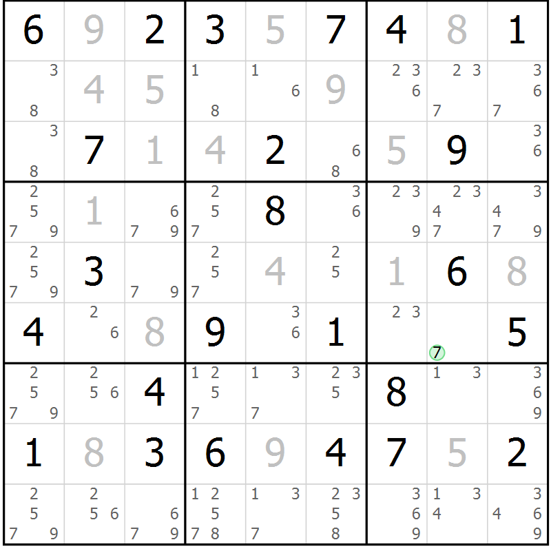 Position des candidats pour la solution de la Gr 51 page 54 du magazine de sudoku Virtuose n° 121