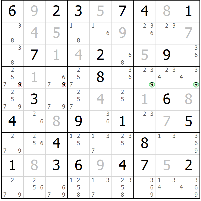 Position des candidats pour la solution de la Gr 51 page 54 du magazine de sudoku Virtuose n° 121