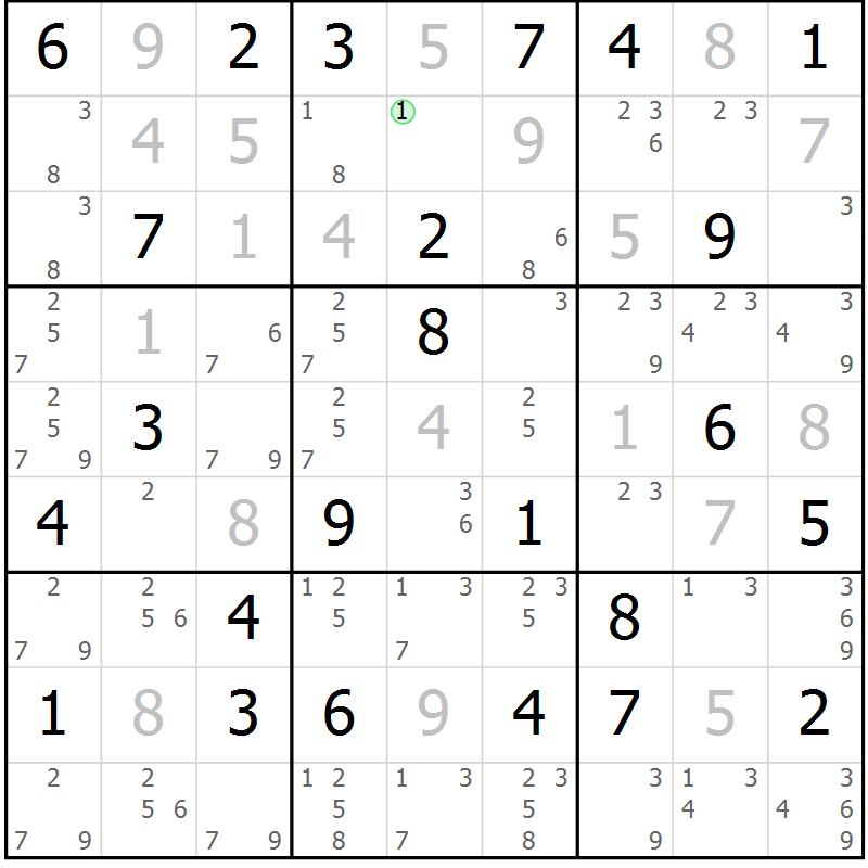 Position des candidats pour la solution de la Gr 51 page 54 du magazine de sudoku Virtuose n° 121