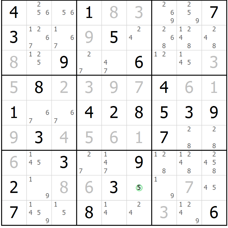 Position des candidats pour la solution de la Gr 54 page 57 du magazine de sudoku Virtuose n° 121