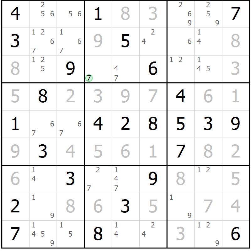 Position des candidats pour la solution de la Gr 54 page 57 du magazine de sudoku Virtuose n° 121