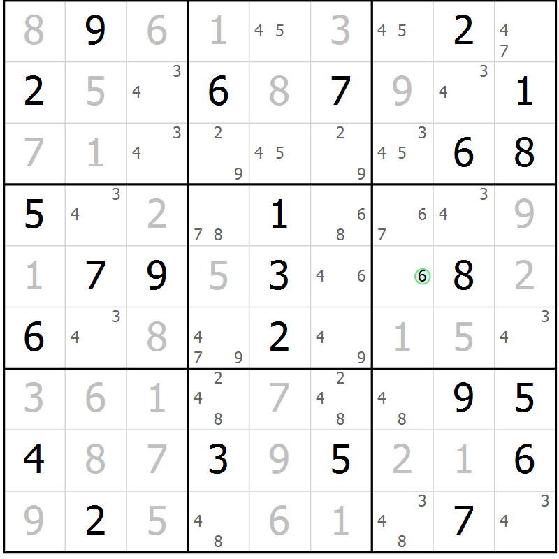 Position des candidats pour la solution de la Gr 57 page 60 du magazine de sudoku Virtuose n° 121